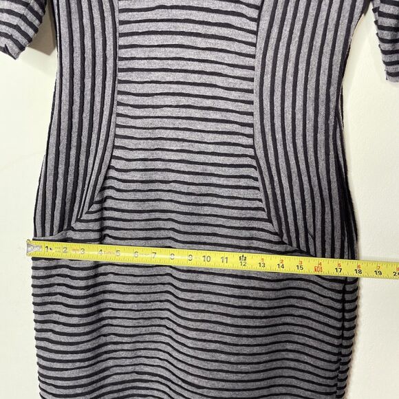 Gray Striped Cowl Neck Dress 10 Futuristic Minimalist Lagenlook Cyberpunk Rave - Picture 8 of 9